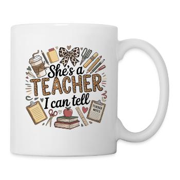 She's a Teacher I Can Tell | Cute Leopard Teacher  - Mug - white - Right