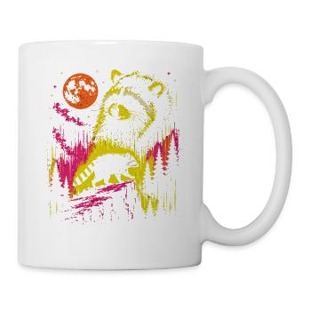 Raton Laveur Nuit Lune Foret Vintage Neon - Mug blanc - blanc - Droite