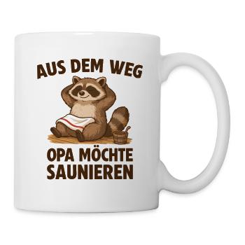 Sauna Opa möchte Saunieren - Tasse - Weiß - Rechts