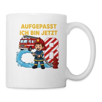 Aufgepasst Ich Bin Jetzt 8 Feuerwehr Geburtstag - Tasse - Weiß - Rechts