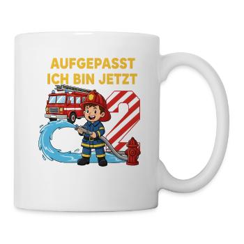 Aufgepasst Ich Bin Jetzt 2 Feuerwehr Geburtstag - Tasse - Weiß - Rechts
