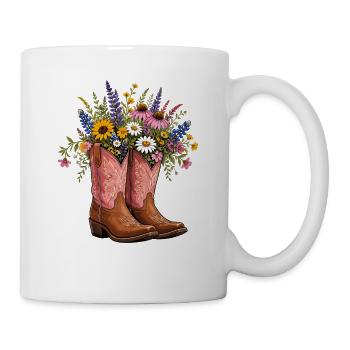 Blumenstrauß in Cowboy Boots - Tasse - Weiß - Rechts