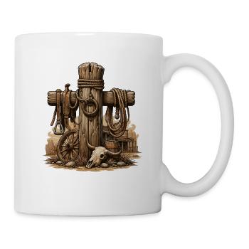 Rostiger Westernpfosten Motiv - Tasse - Weiß - Rechts