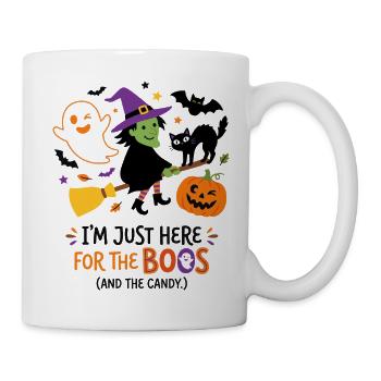 Ich bin nur hier für die Buhen und Süßigkeiten – Halloween - Tasse - Weiß - Rechts