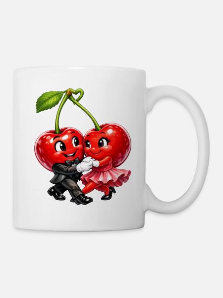 Kirschen Tanzen - Tasse - Weiß