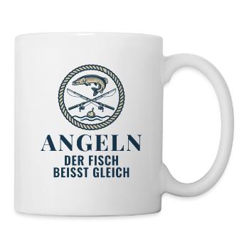 Angeln Der Fisch Beisst Gleich Angler Geschenk - Tasse - Weiß - Rechts