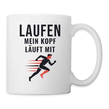 Laufen Mein Kopf Läuft Mit Läufer Geschenk - Tasse - Weiß - Rechts