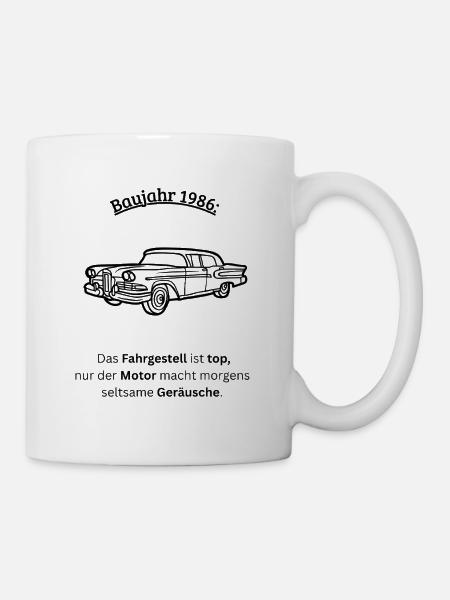 40. Geburtstag 1986 - Fahrgestell & Motor - Tasse - Weiß