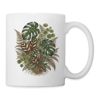 Botanical Jungle – Vintage Pflanzen Bouquet - Tasse - Weiß - Rechts