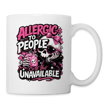 Allergic to People – frecher Totenkopf Spruch - Tasse - Weiß - Rechts