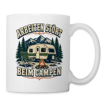 Arbeiten stört beim Campen – Bergcamping - Tasse - Weiß - Rechts