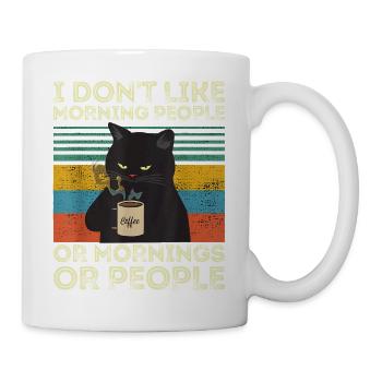 Vintage Cat Morning People Retro - Tasse - Weiß - Rechts