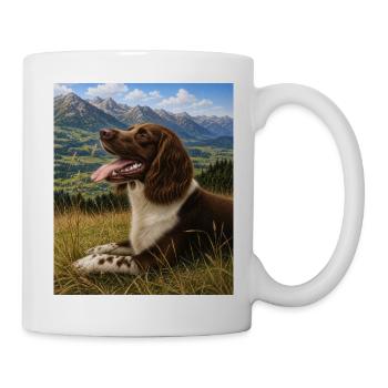 Berglandschaft Hundportrait - Tasse - Weiß - Rechts