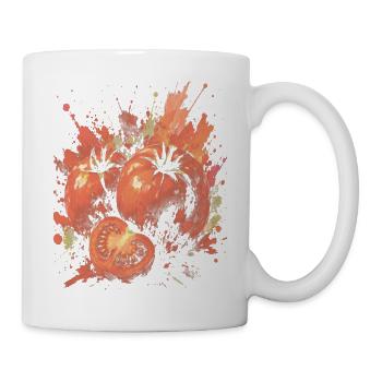 Rotes Tomatengemüse-Splash-Kunst-Aquarell - Tasse - Weiß - Rechts