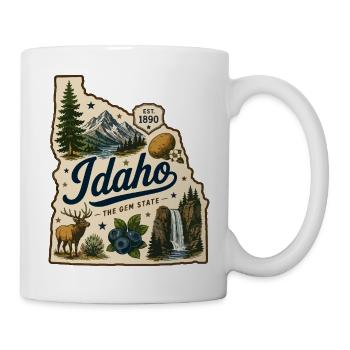 Idaho The Gem State Vintage Travel Aufkleber - Tasse - Weiß - Rechts