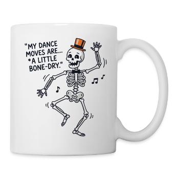 Skelett-Tanz-Zylinder - Tasse - Weiß - Rechts