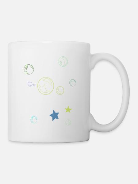 Skizzenplaneten und Sterne - Tasse - Weiß