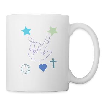 Rockhand mit Sternen und Herz - Tasse - Weiß - Rechts