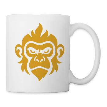 Safranminimalistischer stilisierter Hanuman-Affe - Tasse - Weiß - Rechts