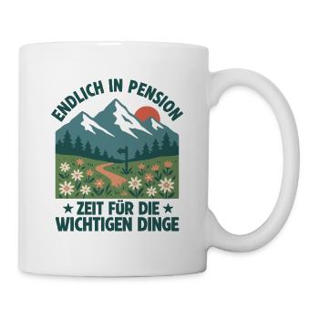 Pension Retro Berge Zeit zu Wandern - Tasse - Weiß - Rechts