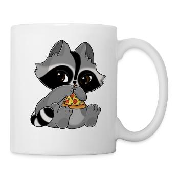 Snuggles der Waschbär ißt ein Stück Pizza - Tasse - Weiß - Rechts