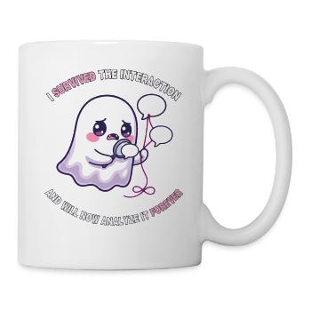 Ich habe die Interaktion überlebt – Angsthumor - Tasse - Weiß - Rechts