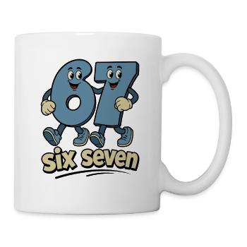 six seven | Zahlenduo 6 und 7 | Fröhliche Ziffern - Tasse - Weiß - Rechts