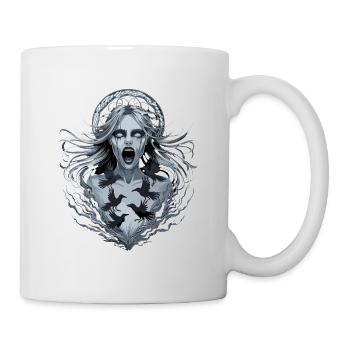  Nordische Geisterfrau mit Raben Düsterer Okkult - Tasse - Weiß - Rechts