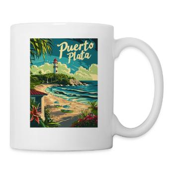  Puerto Plata Karibik Strand und Leuchtturm - Tasse - Weiß - Rechts
