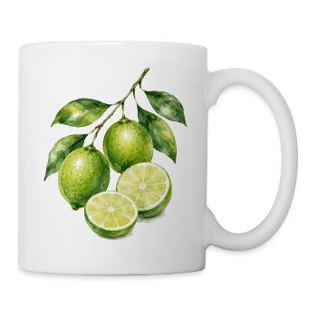 Limetten Aquarell Frische - Tasse - Weiß - Rechts