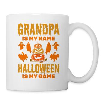 Halloween Grandpa is my Name Halloween is my Game - Tasse - Weiß - Rechts