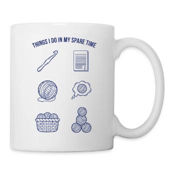 Dinge, die ich in meiner Freizeit tue, lustiger Häkelliebhaber - Tasse - Weiß - Rechts