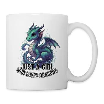 Mädchen liebt Drachen - Tasse - Weiß - Rechts