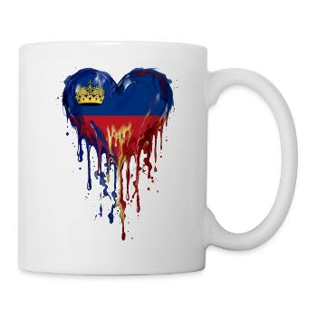 Liechtenstein Venezuela Flaggenherz Tropfenkunst - Tasse - Weiß - Rechts