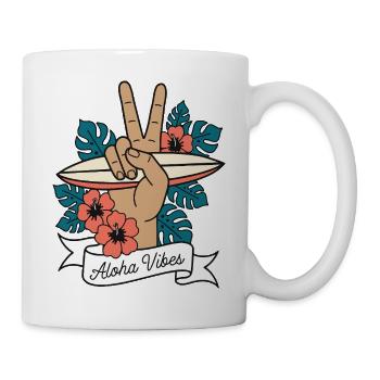 Aloha Vibes Surfen Peace Hand Hawaii - Tasse - Weiß - Rechts