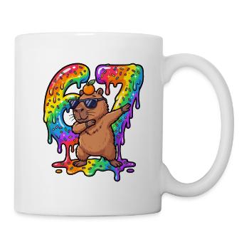 67 Dabbing Capybara Six Seven Meme Brainrot Kinder - Tasse - Weiß - Rechts