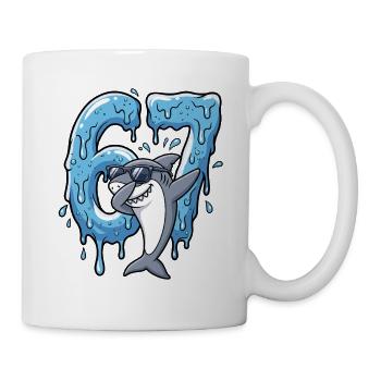67 Dabbing Hai Six Seven Meme Brainrot Kinder Jung - Tasse - Weiß - Rechts