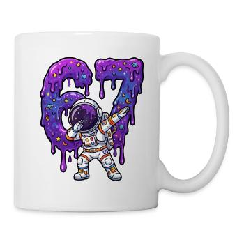 67 Dabbing Astronaut Six Seven Meme Brainrot Junge - Tasse - Weiß - Rechts