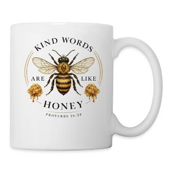 Freundliche Worte wie das Sprichwort der Honigbiene – T-Shirt - Tasse - Weiß - Rechts