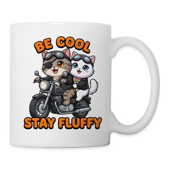 Niedliche Katzen Motorrad-Duo Fluffy Stil - Tasse - Weiß - Rechts