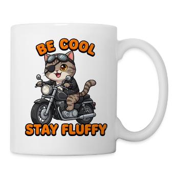 Katzen-Rocker auf Motorrad Stay Fluffy - Tasse - Weiß - Rechts