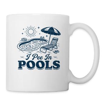 Ich pinkel in Pools Pool Tee am Pool - Tasse - Weiß - Rechts