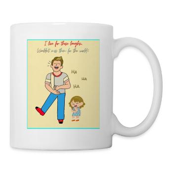 Lachmoment von Vater und Kind - Tasse - Weiß - Rechts