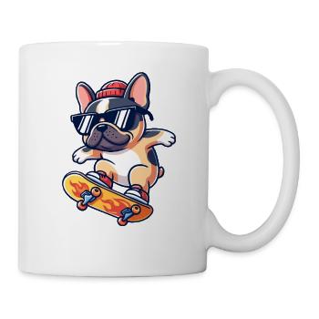 Französischer Bulldoggen-Skater - Tasse - Weiß - Rechts