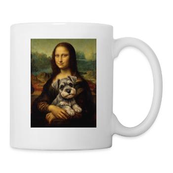 Schnauzer Mona Lisa Kunstparodie Hundeporträt - Tasse - Weiß - Rechts