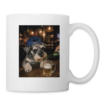 Durstiger Schnauzer, Bierliebhaber, Hundehumor - Tasse - Weiß - Rechts