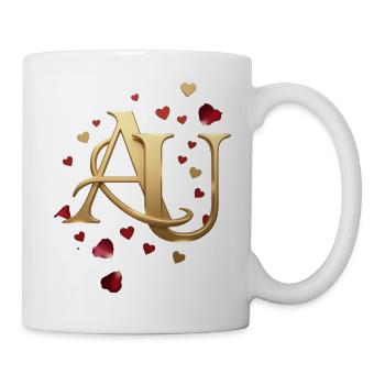 Goldenes AU Monogramm mit Herzen - Tasse - Weiß - Rechts