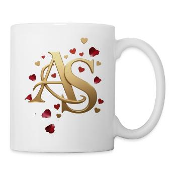Goldenes AS Monogramm mit Rosen - Tasse - Weiß - Rechts