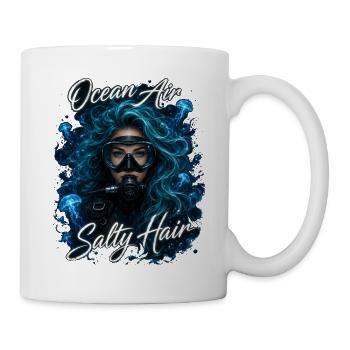Ocean Air Salty Hair Tauchen Meer Quallen - Tasse - Weiß - Rechts