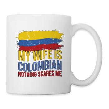 Ehefrau ist kolumbianische Flagge Kolumbien - Tasse - Weiß - Rechts